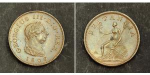 1 Farthing Reino Unido de Gran Bretaña e Irlanda (1801-1922) Cobre Jorge III (1738-1820)