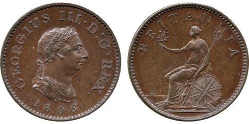 1 Farthing Reino Unido de Gran Bretaña e Irlanda (1801-1922) Cobre Jorge III (1738-1820)