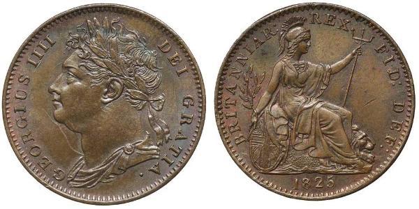 1 Farthing Reino Unido de Gran Bretaña e Irlanda (1801-1922) Cobre Jorge IV (1762-1830)