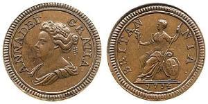 1 Farthing Reino de Gran Bretaña (1707-1801) Cobre Ana de Gran Bretaña(1665-1714)