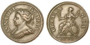 1 Farthing Reino de Gran Bretaña (1707-1801) Cobre Ana de Gran Bretaña(1665-1714)