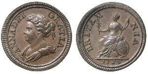 1 Farthing Reino de Gran Bretaña (1707-1801) Cobre Ana de Gran Bretaña(1665-1714)