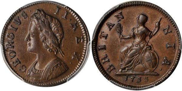 1 Farthing Reino de Gran Bretaña (1707-1801) Cobre Jorge II (1683-1760)