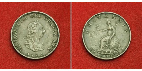 1 Farthing Reino de Gran Bretaña (1707-1801) Cobre Jorge III (1738-1820)