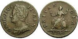 1 Farthing Royaume de Grande-Bretagne (1707-1801) Cuivre George II (1683-1760)