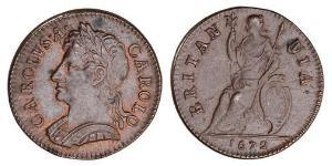 1 Farthing Königreich England (927-1649,1660-1707) Kupfer Karl II (1630-1685)