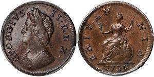 1 Farthing Königreich Großbritannien (1707-1801) Kupfer Georg II (1683-1760)