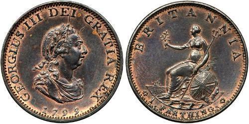 1 Farthing Königreich Großbritannien (1707-1801) Kupfer Georg III (1738-1820)