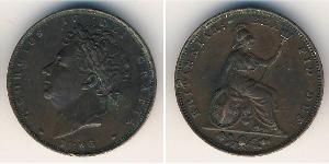 1 Farthing Vereinigtes Königreich von Großbritannien und Irland (1801-1922) Kupfer Georg IV (1762-1830)