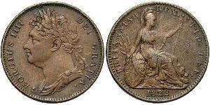 1 Farthing Vereinigtes Königreich von Großbritannien und Irland (1801-1922) Kupfer Georg IV (1762-1830)