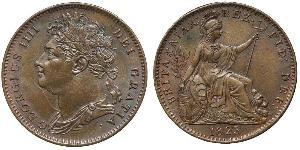 1 Farthing Vereinigtes Königreich von Großbritannien und Irland (1801-1922) Kupfer Georg IV (1762-1830)