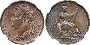 1 Farthing Vereinigtes Königreich von Großbritannien und Irland (1801-1922) Kupfer Georg IV (1762-1830)