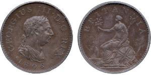 1 Farthing Vereinigtes Königreich von Großbritannien und Irland (1801-1922) Kupfer Georg III (1738-1820)