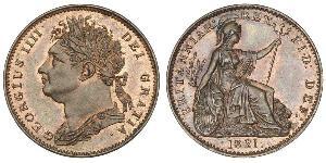 1 Farthing Vereinigtes Königreich von Großbritannien und Irland (1801-1922) Kupfer Georg IV (1762-1830)