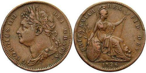 1 Farthing Vereinigtes Königreich von Großbritannien und Irland (1801-1922) Kupfer Georg IV (1762-1830)