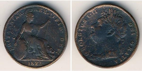 1 Farthing Vereinigtes Königreich von Großbritannien und Irland (1801-1922) Kupfer Georg IV (1762-1830)