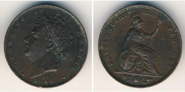 1 Farthing Vereinigtes Königreich von Großbritannien und Irland (1801-1922) Kupfer Georg IV (1762-1830)