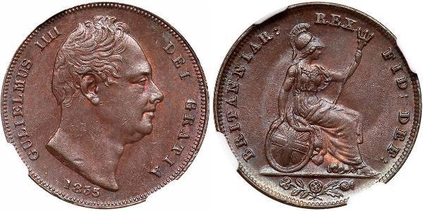1 Farthing Regno Unito  Rame Guglielmo IV (1765-1837)