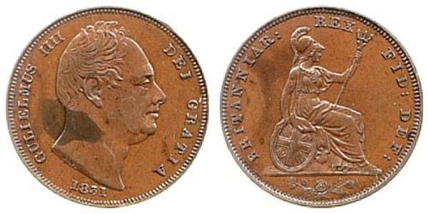 1 Farthing Regno Unito  Rame Guglielmo IV (1765-1837)