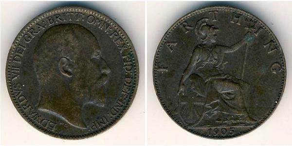 1 Farthing Regno Unito  Rame Edoardo VII (1841-1910)