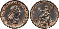 1 Farthing Regno Unito di Gran Bretagna (1707-1801) Rame Giorgio III (1738-1820)