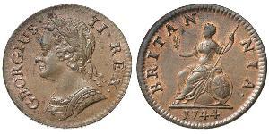 1 Farthing Regno Unito di Gran Bretagna (1707-1801) Rame Giorgio II (1683-1760)