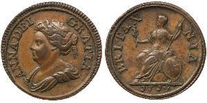 1 Farthing Regno Unito di Gran Bretagna (1707-1801) Rame Anna di Gran Bretagna(1665-1714)