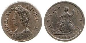 1 Farthing Regno Unito di Gran Bretagna (1707-1801) Rame Giorgio II (1683-1760)