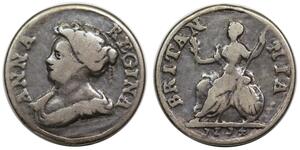 1 Farthing Regno Unito di Gran Bretagna (1707-1801) Rame Anna di Gran Bretagna(1665-1714)