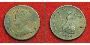 1 Farthing Regno Unito di Gran Bretagna (1707-1801) Rame Giorgio II (1683-1760)