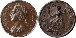 1 Farthing Regno Unito di Gran Bretagna (1707-1801) Rame Giorgio II (1683-1760)