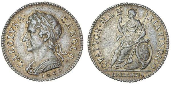 1 Farthing 英格兰王国 銀 查理二世 (英格兰) (1630 - 1685)