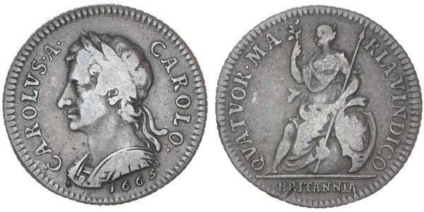 1 Farthing 英格兰王国 銀 查理二世 (英格兰) (1630 - 1685)