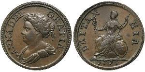 1 Farthing 大不列顛王國 (1707 - 1800) 銅 安妮 (英国女王) (1665-1714)