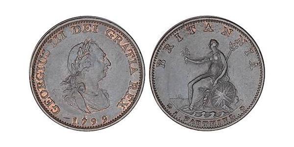 1 Farthing 大不列顛王國 (1707 - 1800) 銅 喬治三世 (1738-1820)