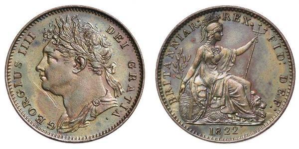 1 Farthing 大不列颠及爱尔兰联合王国 (1801 - 1922) 銅 喬治四世 (1762-1830)