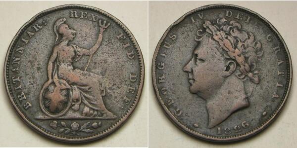 1 Farthing 大不列颠及爱尔兰联合王国 (1801 - 1922) 銅 喬治四世 (1762-1830)
