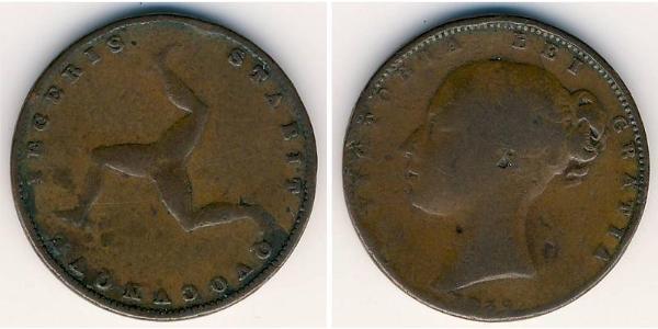 1 Farthing 曼島 銅 维多利亚 (英国君主)