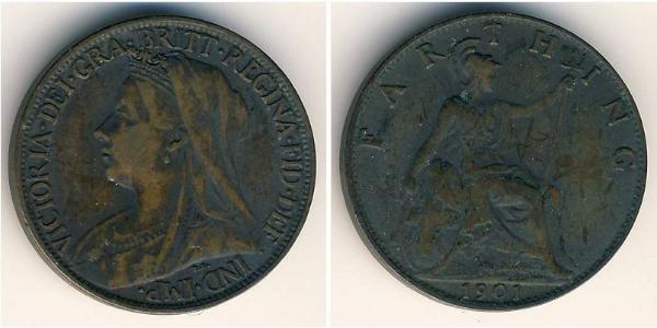 1 Farthing 大不列颠及爱尔兰联合王国 (1801 - 1922) 青铜 维多利亚 (英国君主)