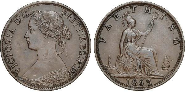 1 Farthing 大不列颠及爱尔兰联合王国 (1801 - 1922) 青铜 维多利亚 (英国君主)
