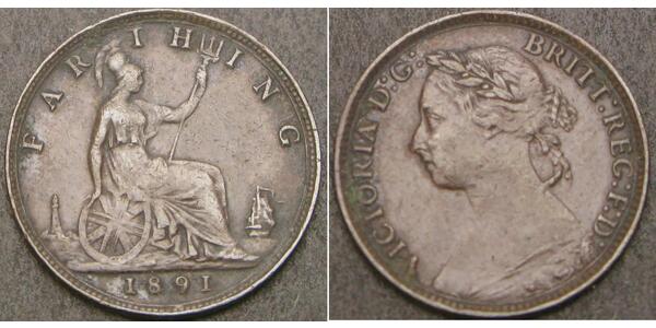 1 Farthing 大不列颠及爱尔兰联合王国 (1801 - 1922) 青铜 维多利亚 (英国君主)