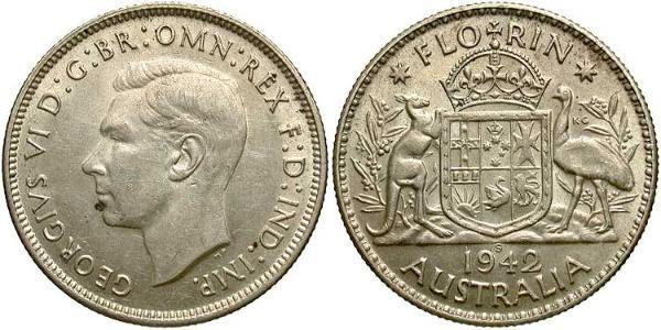 1 Florin Australie (1939 - ) Argent George VI (1895-1952)