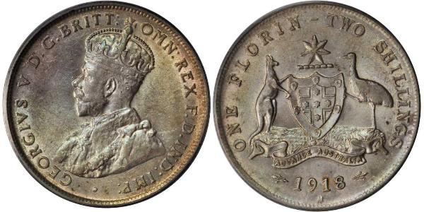 1 Florin Australie (1939 - ) Argent George V (1865-1936)