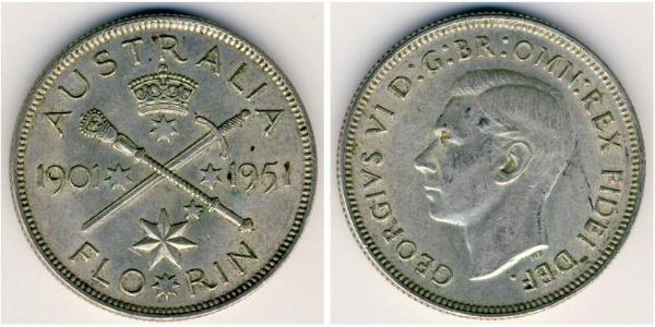 1 Florin Australie (1939 - ) Argent George VI (1895-1952)