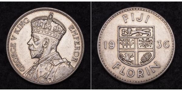 1 Florin Fidji Argent George V (1865-1936)