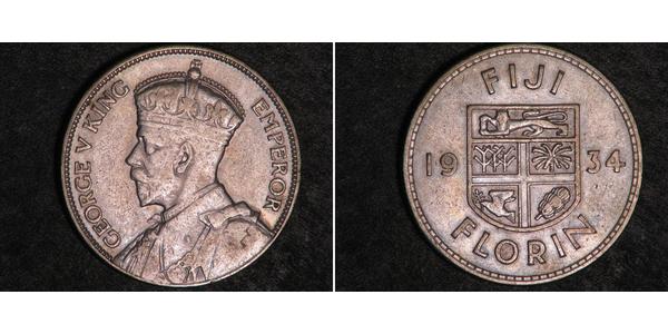 1 Florin Fidji Argent George V (1865-1936)