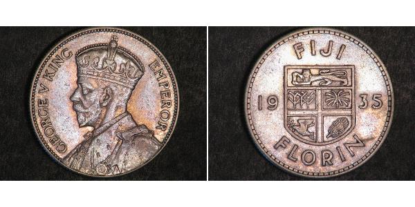 1 Florin Fidji Argent George V (1865-1936)