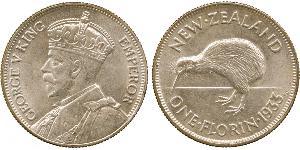 1 Florin Nouvelle-Zélande Argent George V (1865-1936)