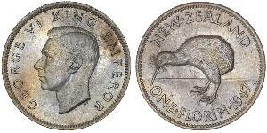 1 Florin Nouvelle-Zélande Argent George VI (1895-1952)