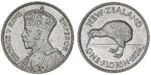 1 Florin Nouvelle-Zélande Argent George V (1865-1936)